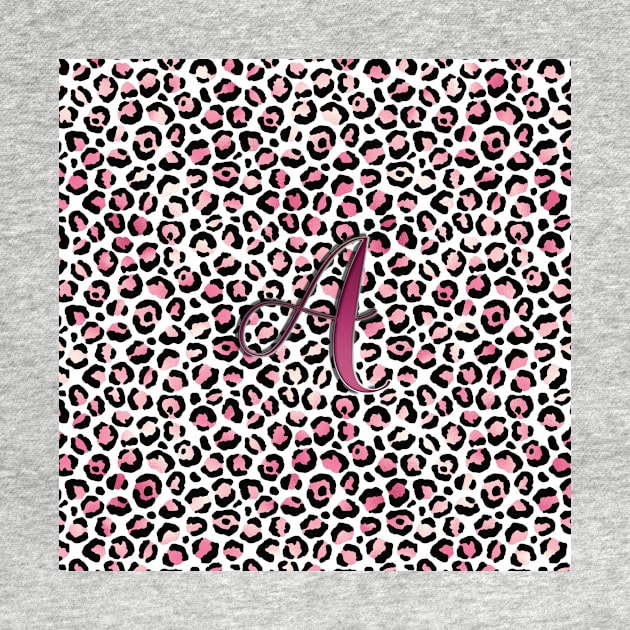 Letter A Monogram & Pink Leopard Print by kansaikate